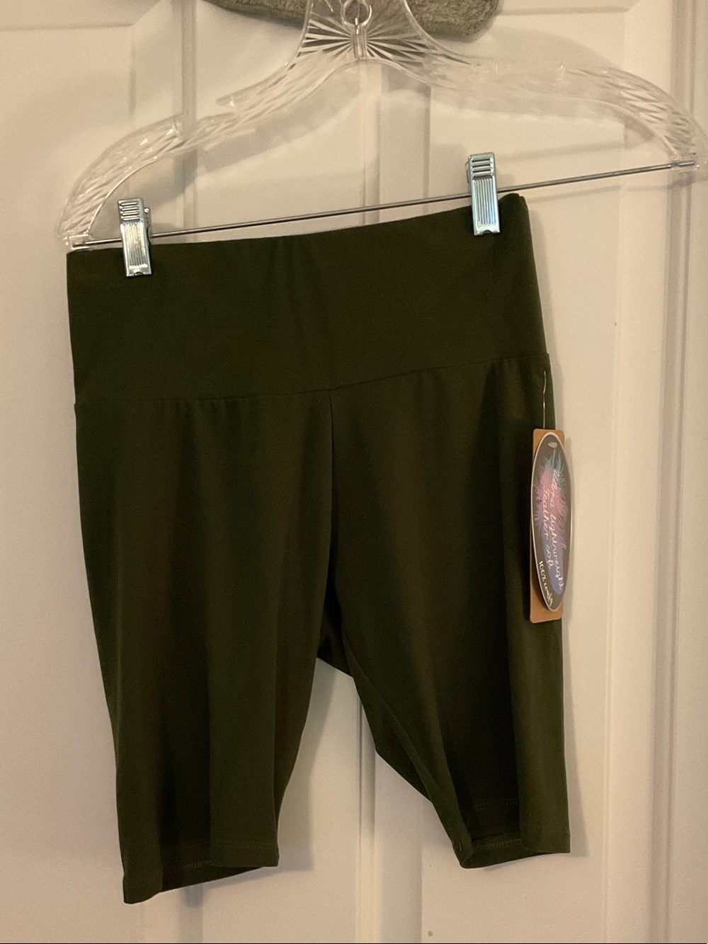 High-Waist Bike Shorts in Dark Olive